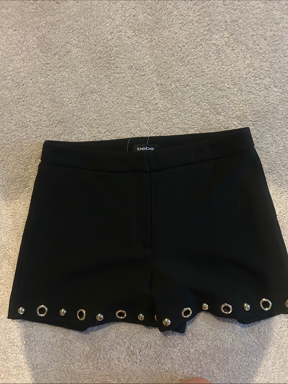 bebe Black Scalloped Hem Shorts with Grommet Detail